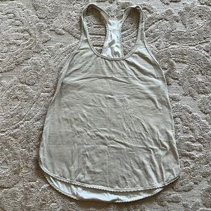Lululemon tan and white flowy racer back athletic tank top size 4